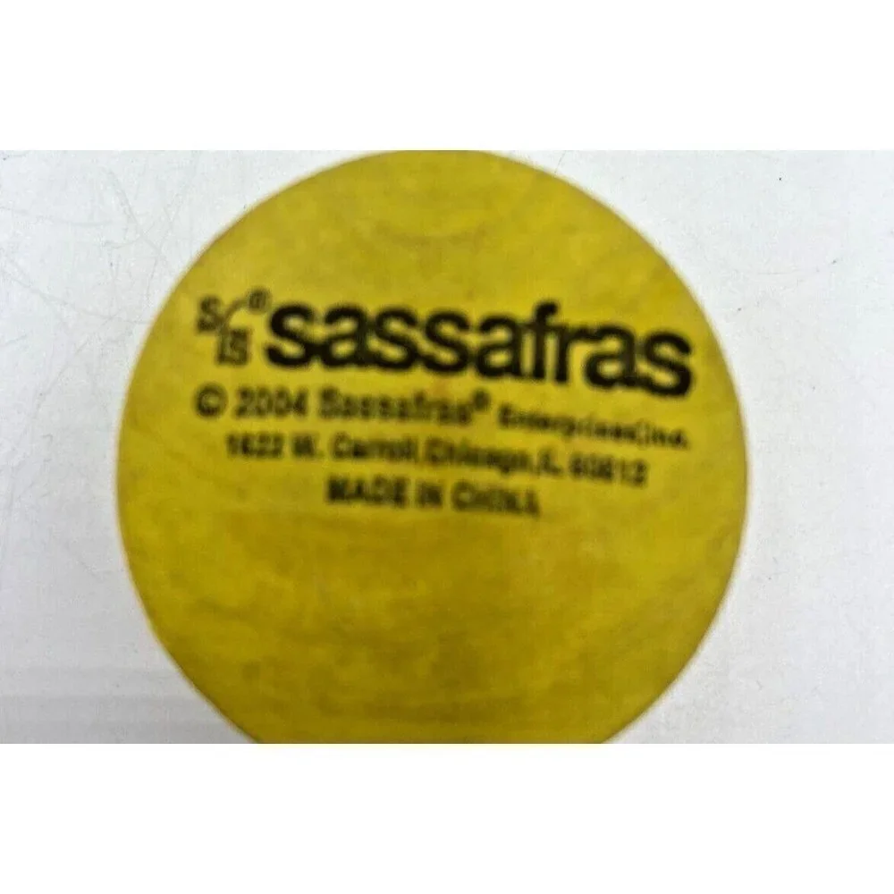 Sassafras Enterprises Mini Compass Wood 2004 Toy Cord Bead Colorful Camp Yellow